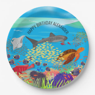 Vibrant Ningaloo Coral Reef Inspired  Paper Plate