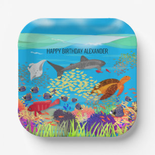 Vibrant Ningaloo Coral Reef Inspired Paper Plate
