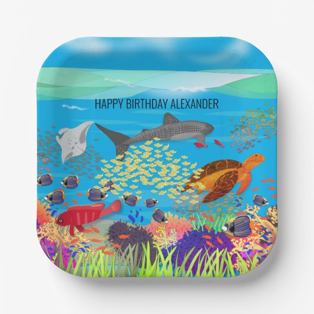 Vibrant Ningaloo Coral Reef Inspired Paper Plate (Front)