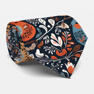 Vibrant Nordic Floral And Bird Pattern Tie