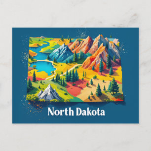 Vibrant North Dakota Landscape Art Colourful Sta Holiday Postcard