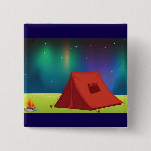 Vibrant Northern Lights Camping Tent Night 15 Cm Square Badge