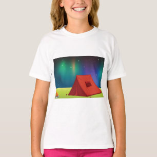 Vibrant Northern Lights Camping Tent Night T-Shirt