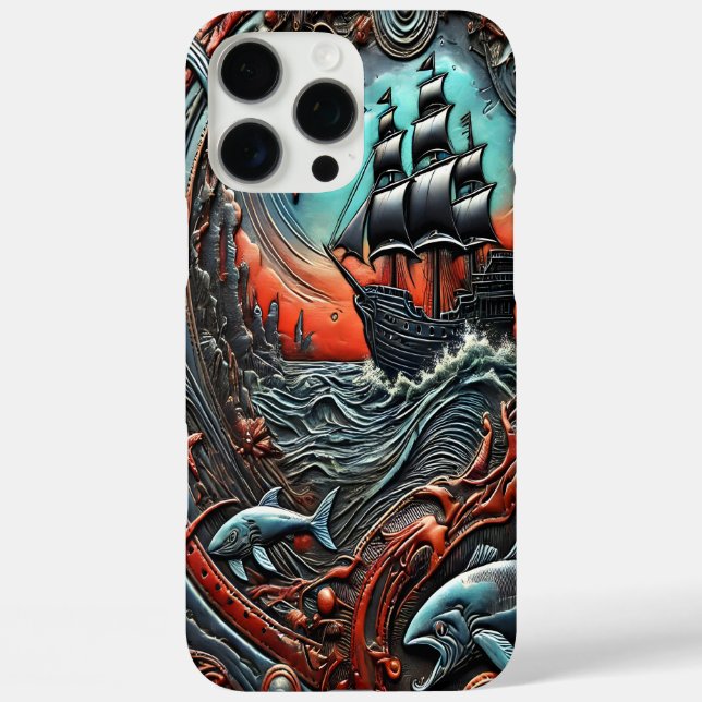 Vibrant Ocean Journey With Ship & Sea Life Case-Mate iPhone Case (Back)