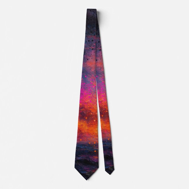 Vibrant Ocean Sunset 2 Tie (Front)