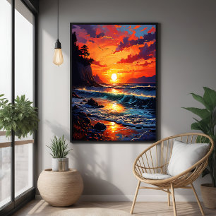 Vibrant Ocean Sunset - Coastal Art Poster