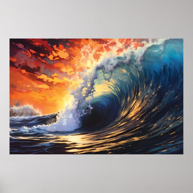 Vibrant Ocean Wave | Ai Poster (Front)