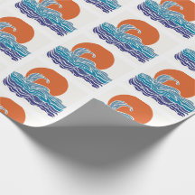 Vibrant ocean waves & sunset wrapping paper