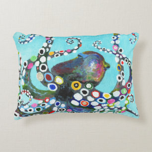 Vibrant Octopus: Acrylic Illustration Decorative Cushion