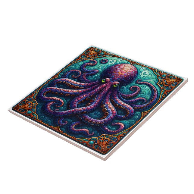 Vibrant Octopus Tile Design (Side)