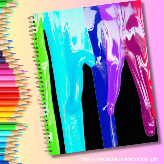 Vibrant oil paint neon green pink  blue photo notebook