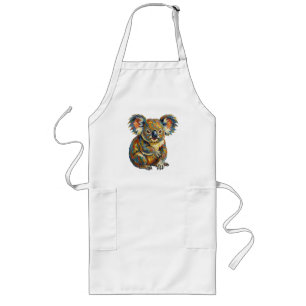 Vibrant Oil Painting Style Colorful Impasto Koala Long Apron