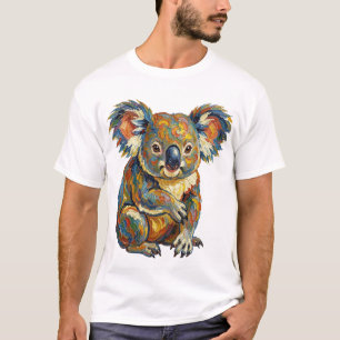 Vibrant Oil Painting Style Colorful Impasto Koala T-Shirt