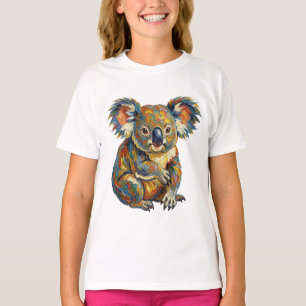 Vibrant Oil Painting Style Colorful Impasto Koala T-Shirt