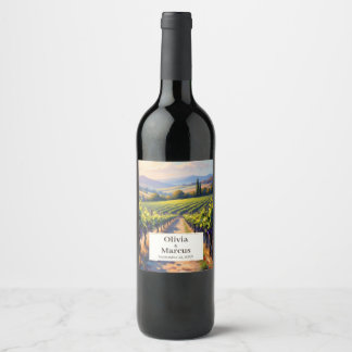 Vibrant Oil Painting Sunny Tuscan Vineyard Wine Label