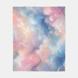 Vibrant Oil Pastel Pink Blue Abstract Art Fleece Blanket