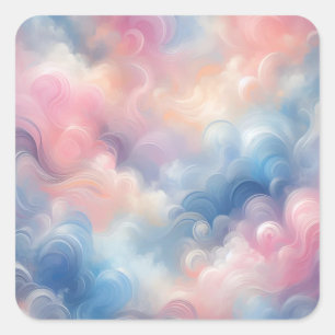 Vibrant Oil Pastel Pink Blue Abstract Art Square Sticker