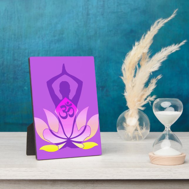 Vibrant OM Namaste Spiritual Lotus Flower Yoga Plaque (Side)