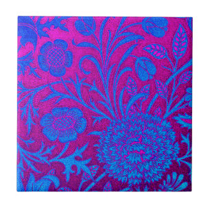 Vibrant, ombre, art nouveau,William Morris,purple, Tile