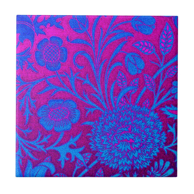 Vibrant, ombre, art nouveau,William Morris,purple, Tile (Front)