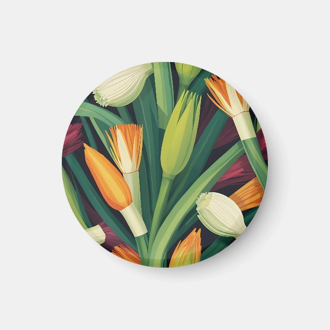 Vibrant Onion Flower Pattern Magnet (Front)