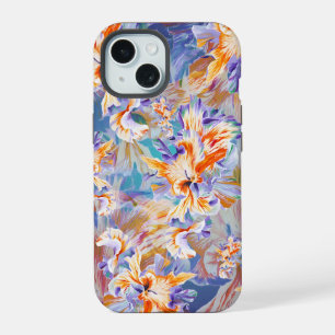 Vibrant Orange and Blue Abstract Floral iPhoneCase iPhone 15 Case