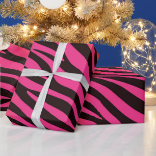 Vibrant Orange and Pink Zebra Stripe Pattern Wrapping Paper