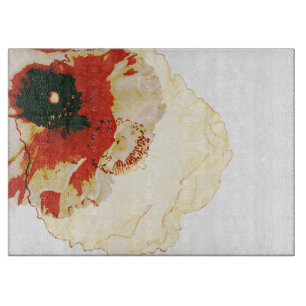 vibrant orange and white ranunculus cutting board