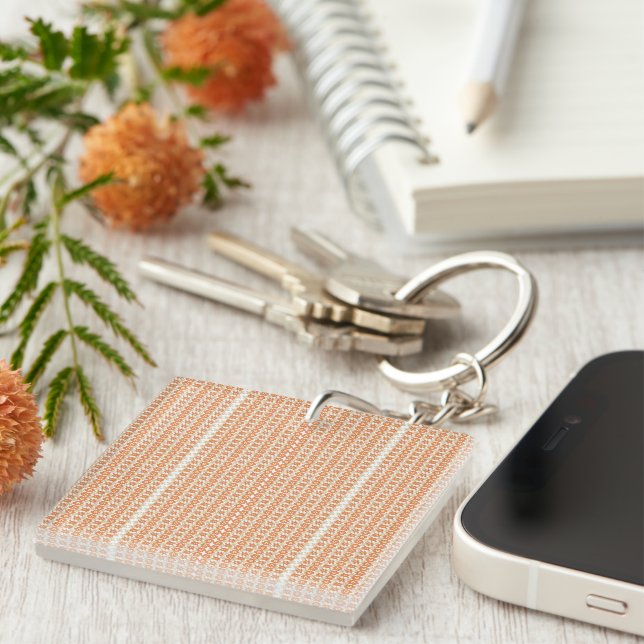 Vibrant Orange and White Striped Background with Key Ring (Front Right)