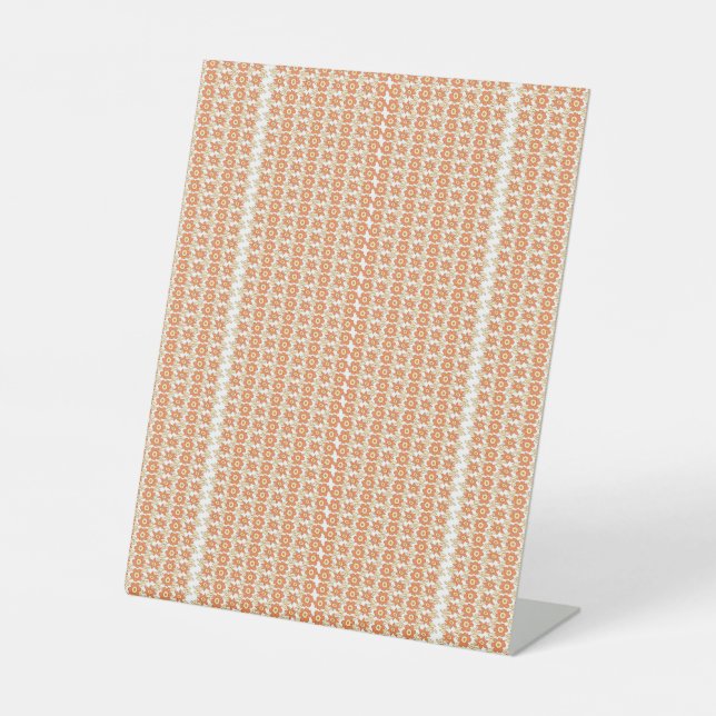 Vibrant Orange and White Striped Background with Pedestal Sign (Front)