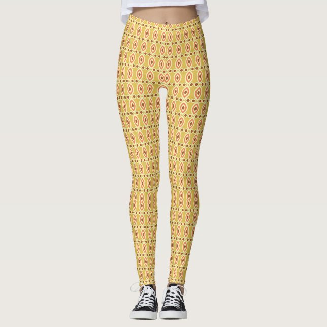 Vibrant Orange and Yellow Circle Background Leggings (Front)