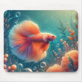 Vibrant Orange Betta Fish Mouse Mat