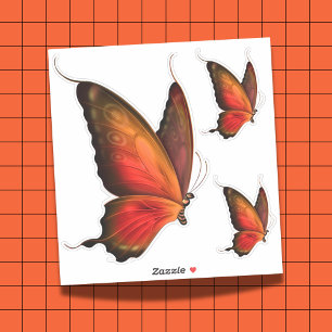 Vibrant Orange Butterfly Custom-Cut Sticker Set