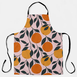 Vibrant Orange Citrus Seamless Pattern Apron