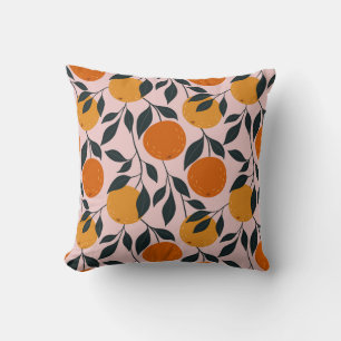 Vibrant Orange Citrus Seamless Pattern Cushion