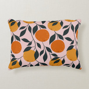 Vibrant Orange Citrus Seamless Pattern Decorative Cushion