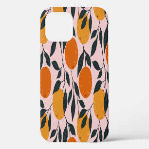 Vibrant Orange Citrus Seamless Pattern iPhone 12 Case