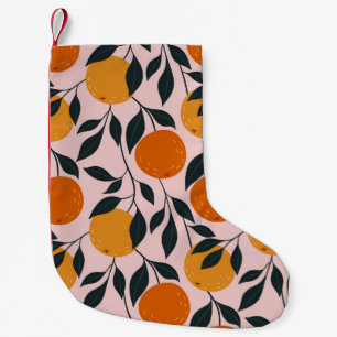 Vibrant Orange Citrus Seamless Pattern Small Christmas Stocking