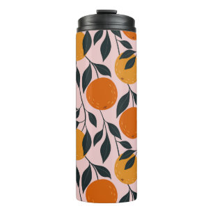 Vibrant Orange Citrus Seamless Pattern Thermal Tumbler