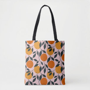 Vibrant Orange Citrus Seamless Pattern Tote Bag