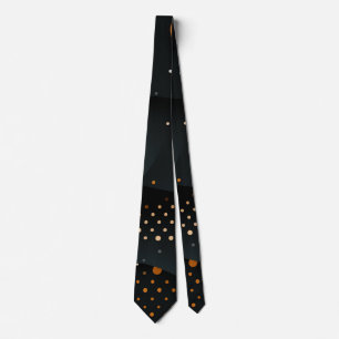 Vibrant Orange Dots, Dynamic Black Circles Tie