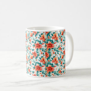 Vibrant Orange Floral Garden Pattern - Elegant Tea Coffee Mug