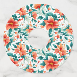 Vibrant Orange Floral Garden Pattern - Elegant Tea Wine Glass Tag