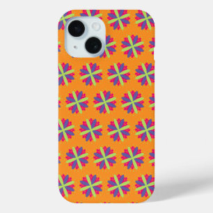 Vibrant Orange Floral Shapes iPhone 15 Case