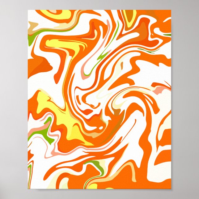 Vibrant Orange Fluid Abstract  Poster (Front)