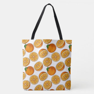 Vibrant Orange Fruit Citrus Pop Seamless Pattern Tote Bag