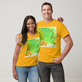 Vibrant Orange Green Still Life Design T-Shirt