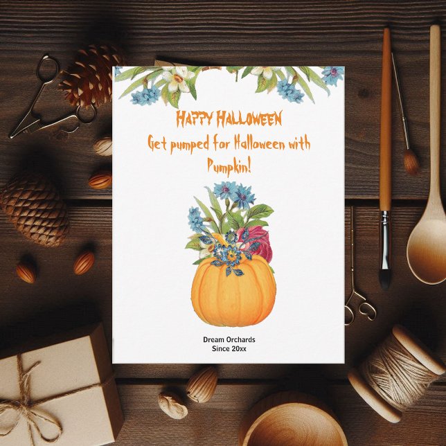  Vibrant Orange Halloween Pumpkin Watercolor Flora (Vibrant Orange Halloween Pumpkin Watercolor Flora)