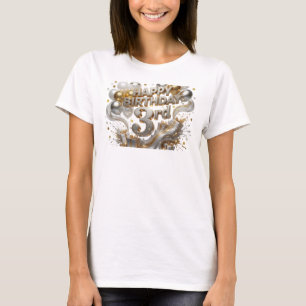 Vibrant Orange HAPPY BIRTHDAY 3RD Quote Shirt