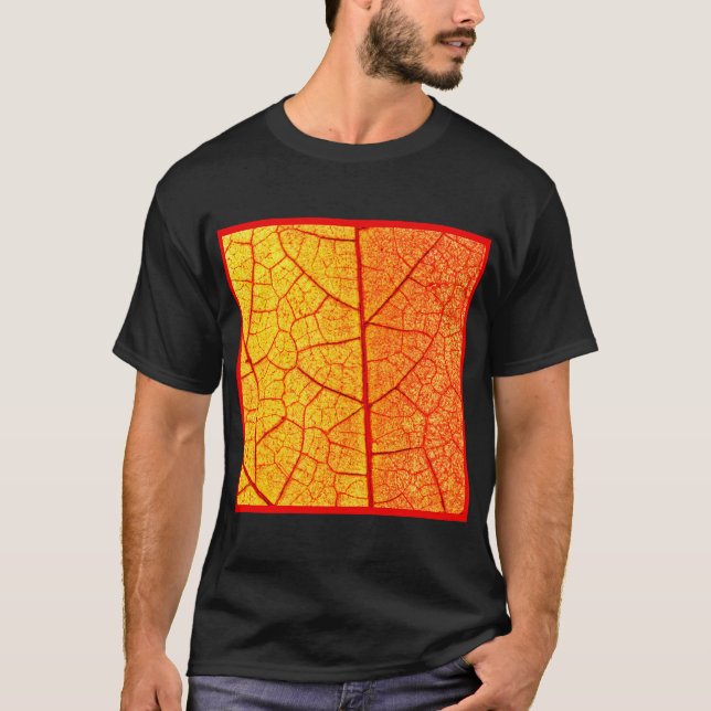 Vibrant Orange Leaf Pattern T-Shirt (Front)